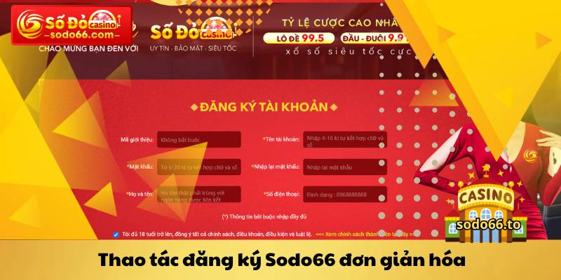 Thao tác đăng ký Sodo66 đơn giản hóa